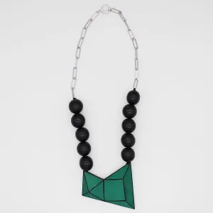 Green Geometric Pendant Statement Necklace