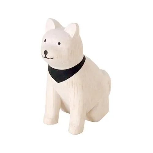 Handmade Tiny Wooden Farm Animals - Akita Dog