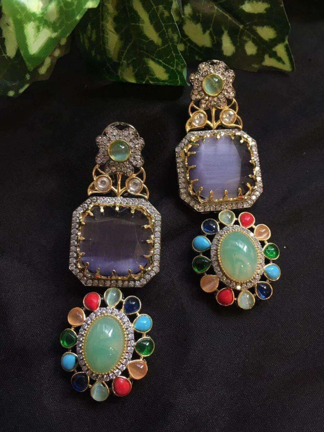 Hanging Sabyasachi Inspired Doublette Stone Earings