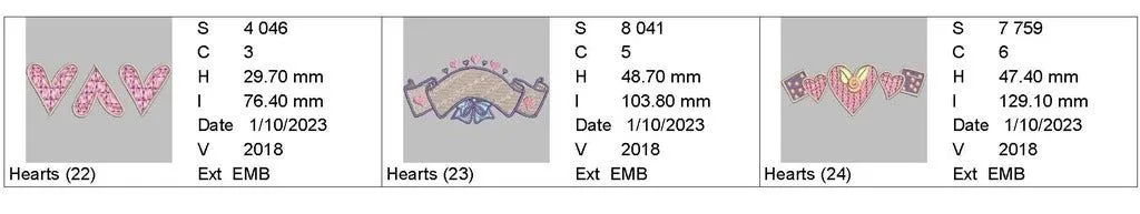 Heart Appliques: Embroidery Design Pack