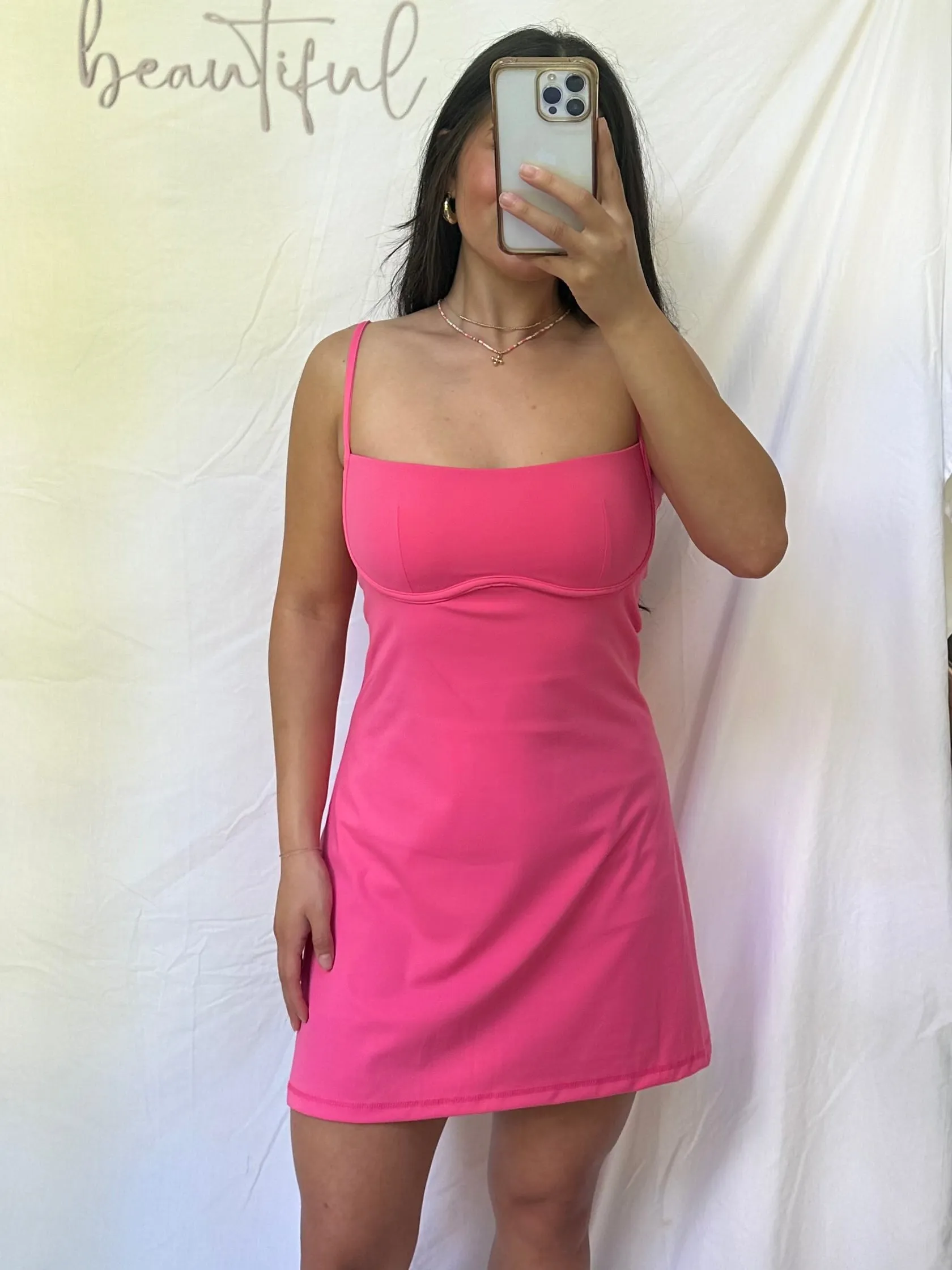 Hot Pink Active Romper Dress