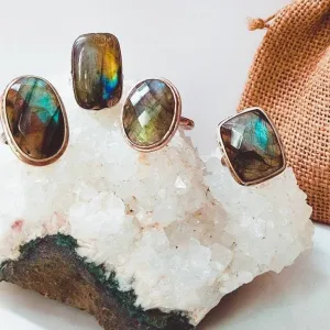 Large Labradorite Mineral Statement Ring