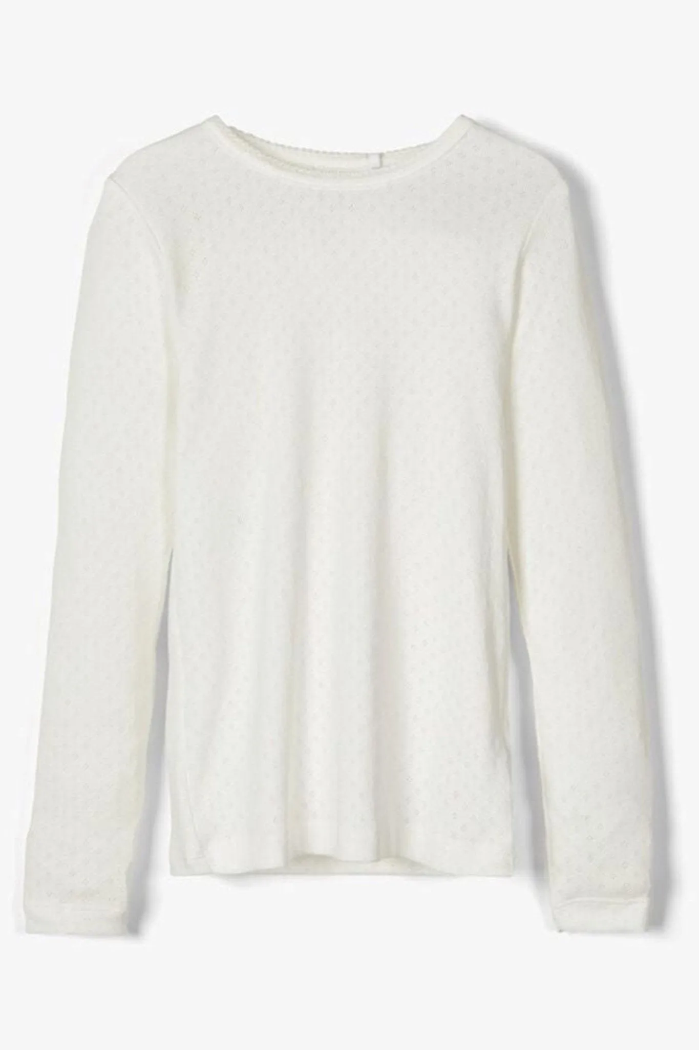 Long-sleeved Pointelle T-shirt - White