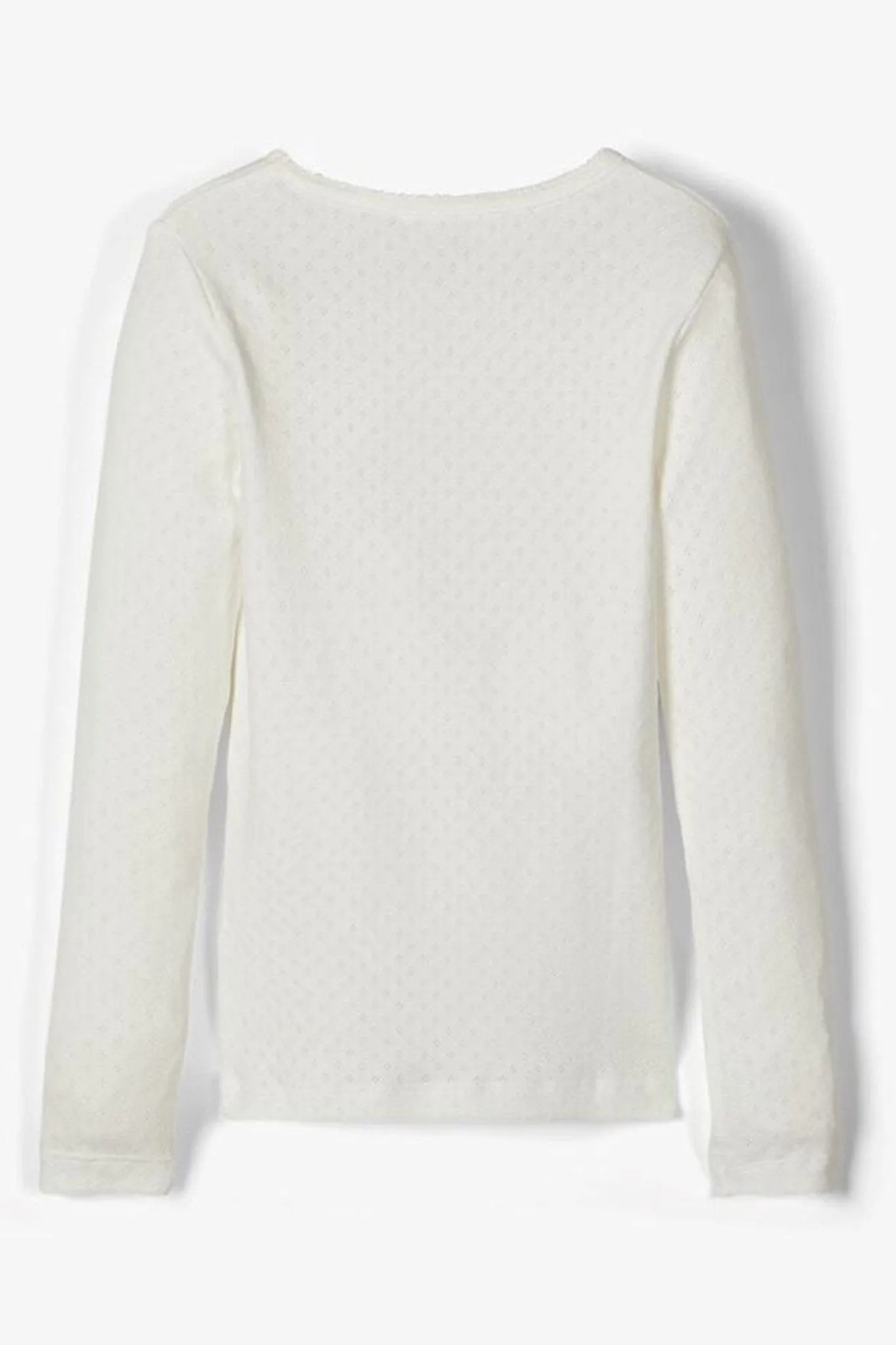 Long-sleeved Pointelle T-shirt - White