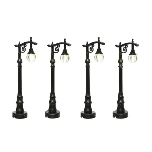 Lumineo Christmas Village Set of 4 10cm LED Street Lights