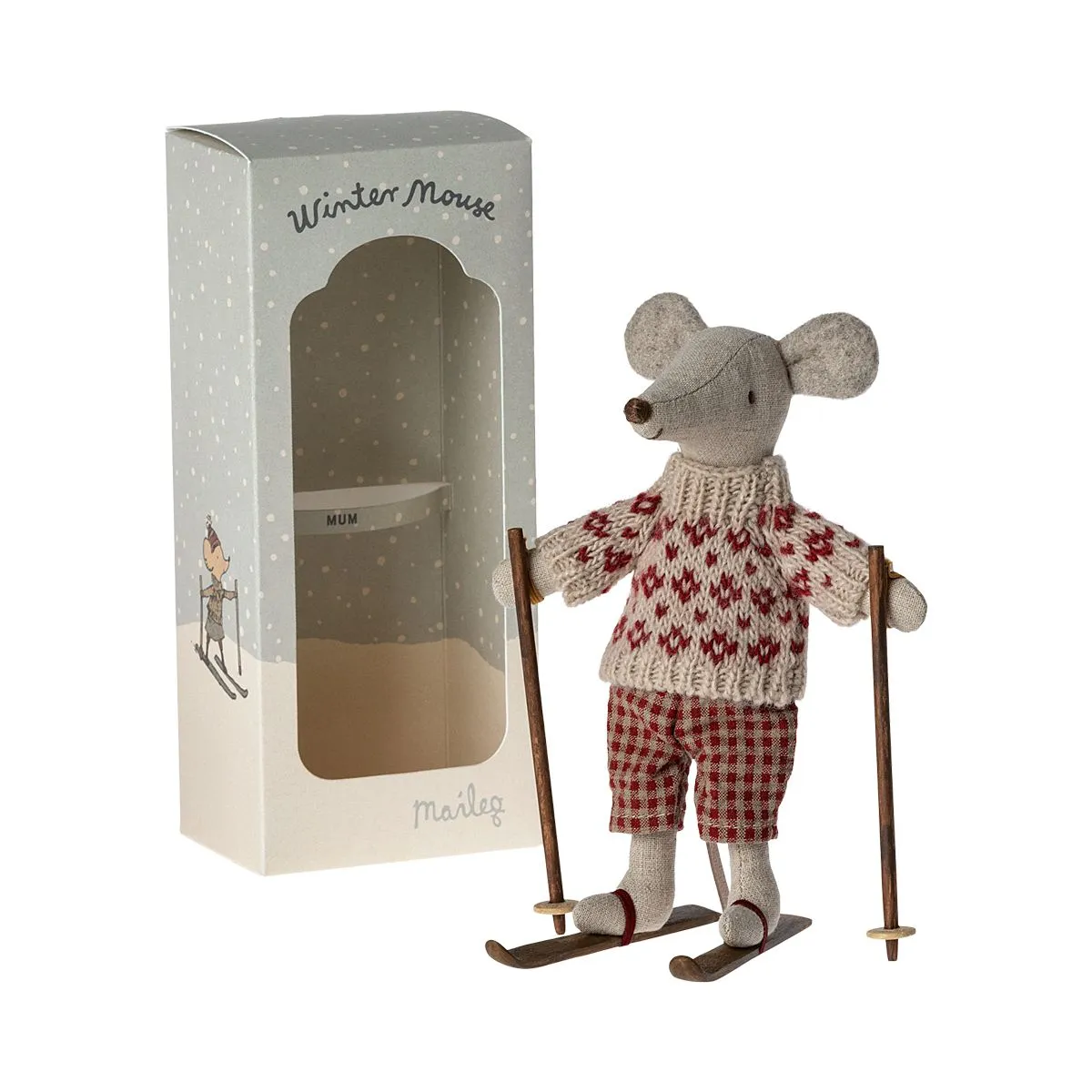 Maileg - Winter mouse with ski set - mum