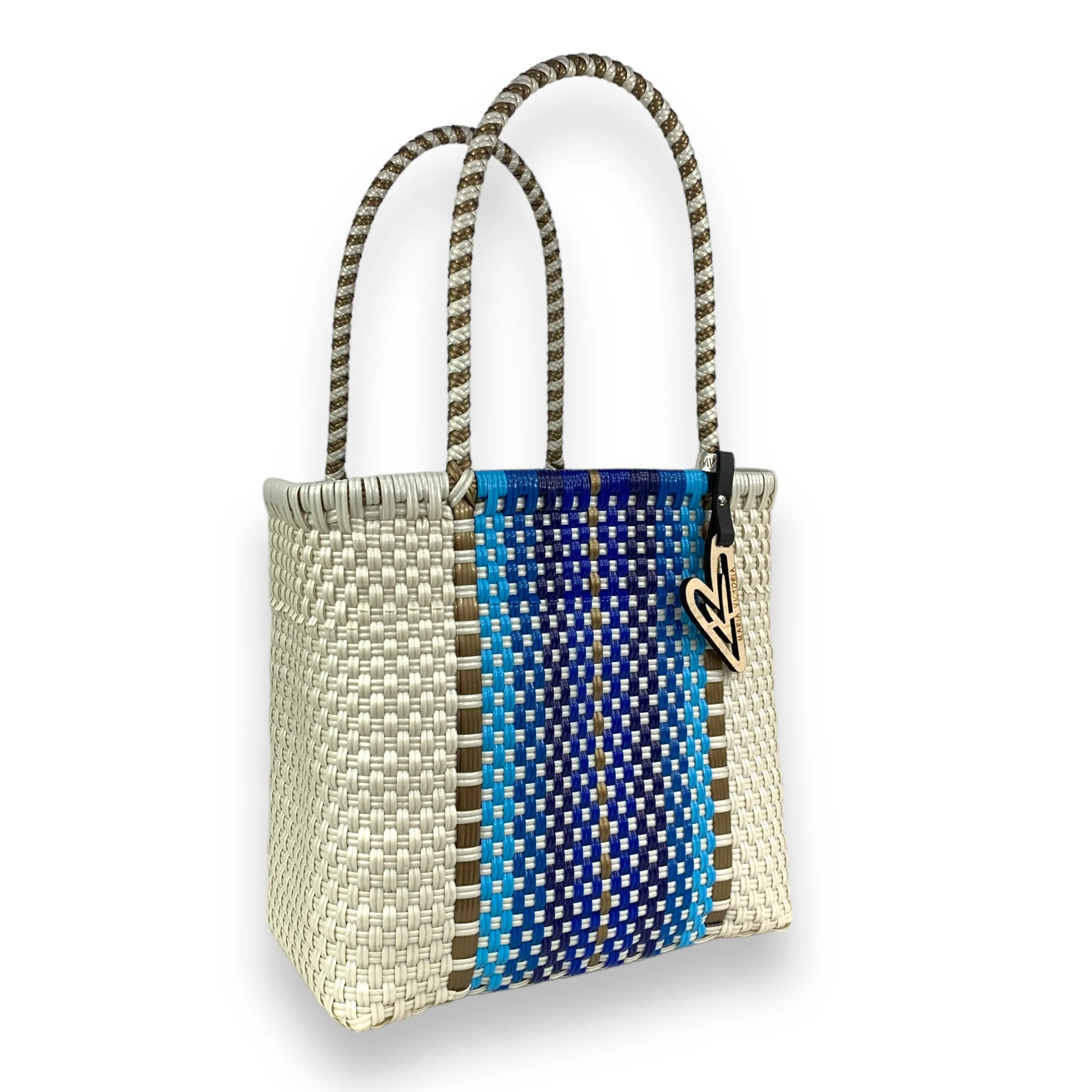 Maria Victoria | Cabo Tote | Upcycled, Handwoven, Ivory&blues Tote