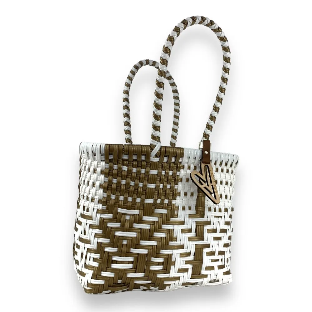 Maria Victoria | Duo Tote | Upcycled, Handwoven, White/Gold Tote