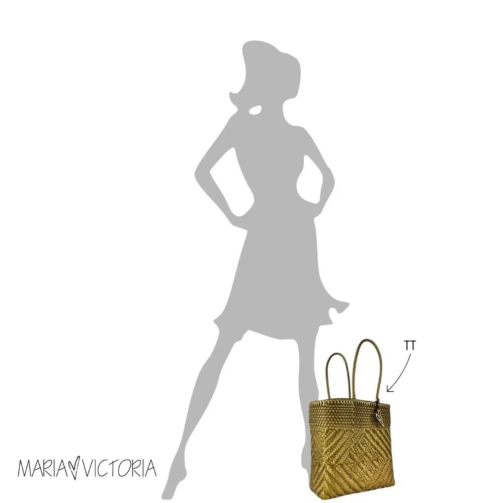 Maria Victoria | Duo Tote | Upcycled, Handwoven, White/Gold Tote