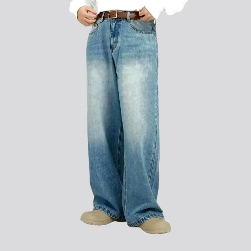 Mid-waist trendy men's jeans