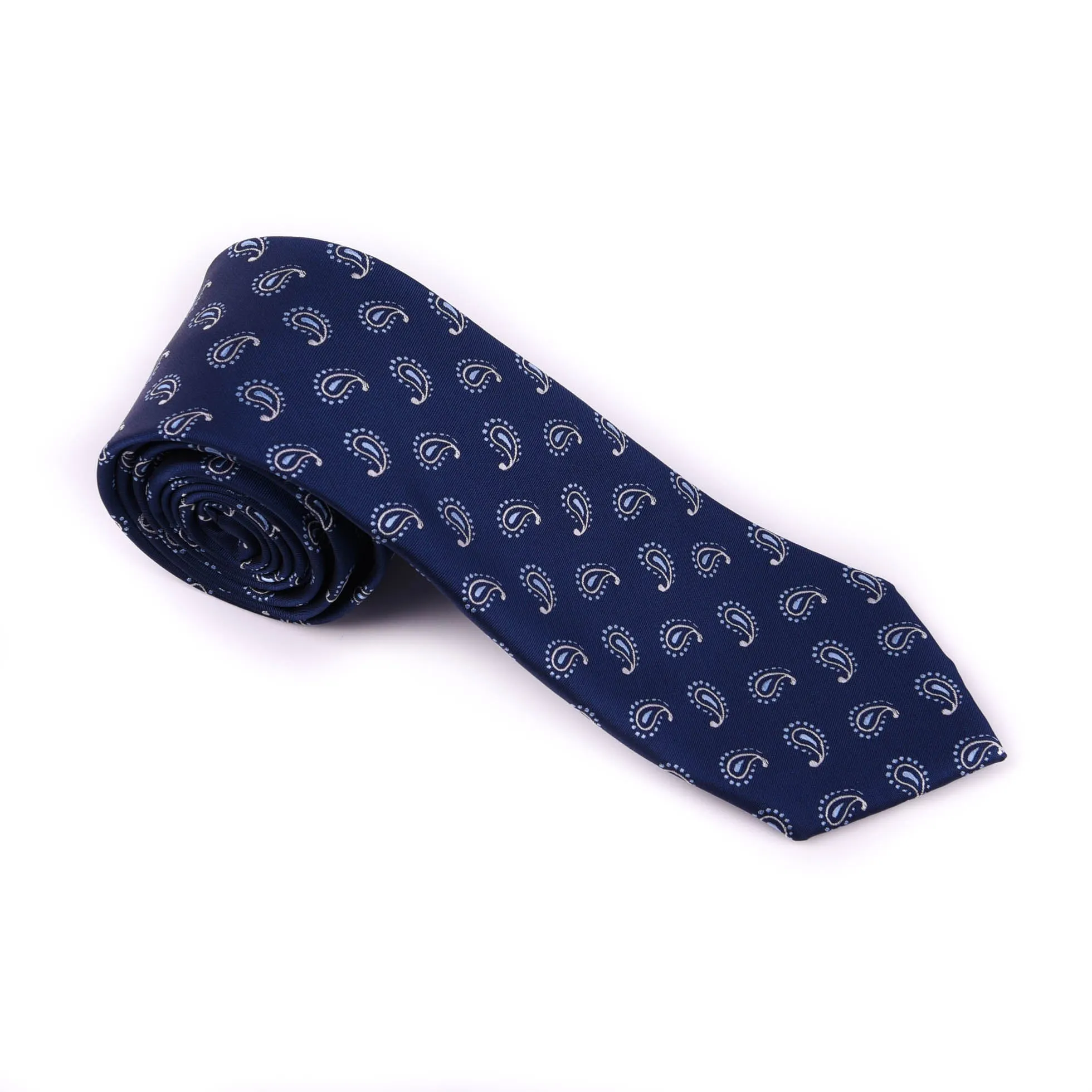 Navy Blue & White Italian Paisley Designer Tie 8cm Necktie Florentine Accessory