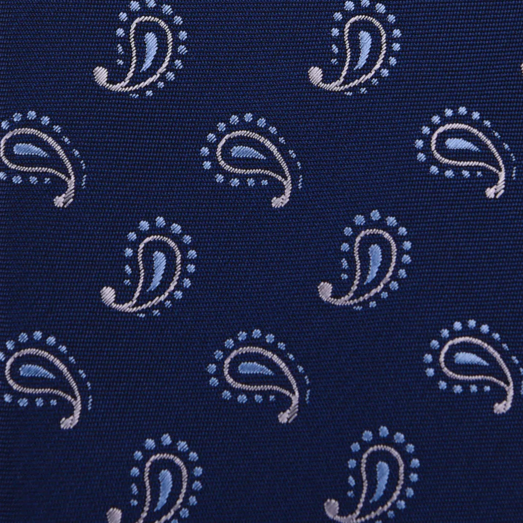 Navy Blue & White Italian Paisley Designer Tie 8cm Necktie Florentine Accessory