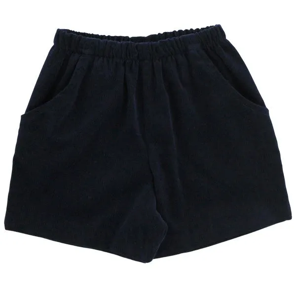 Navy Cord-Elastic Waist Short