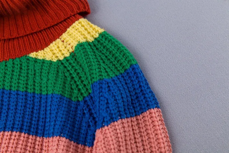 Oversized Rainbow Striped Sweater