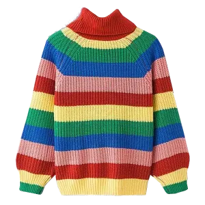 Oversized Rainbow Striped Sweater