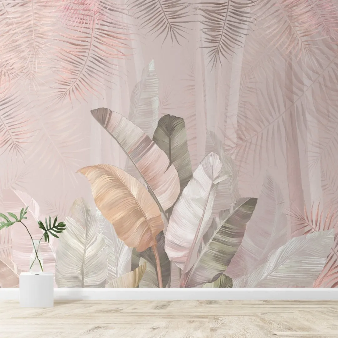 Pallav, A Champagne Pink Colors Tropical Wallpaper