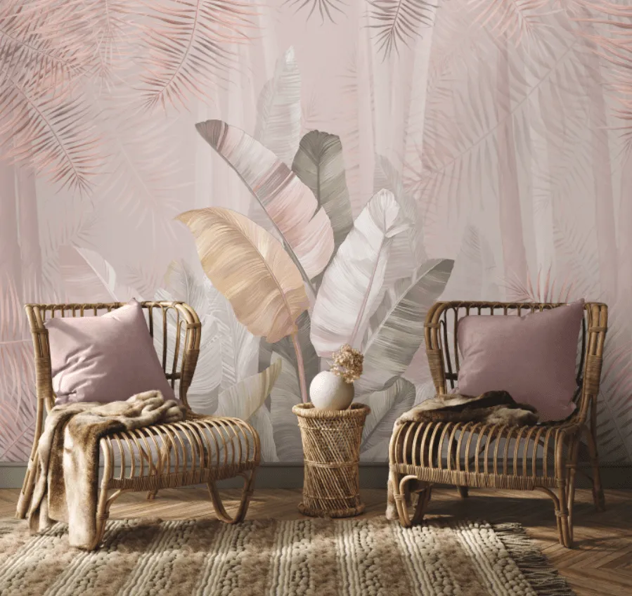 Pallav, A Champagne Pink Colors Tropical Wallpaper