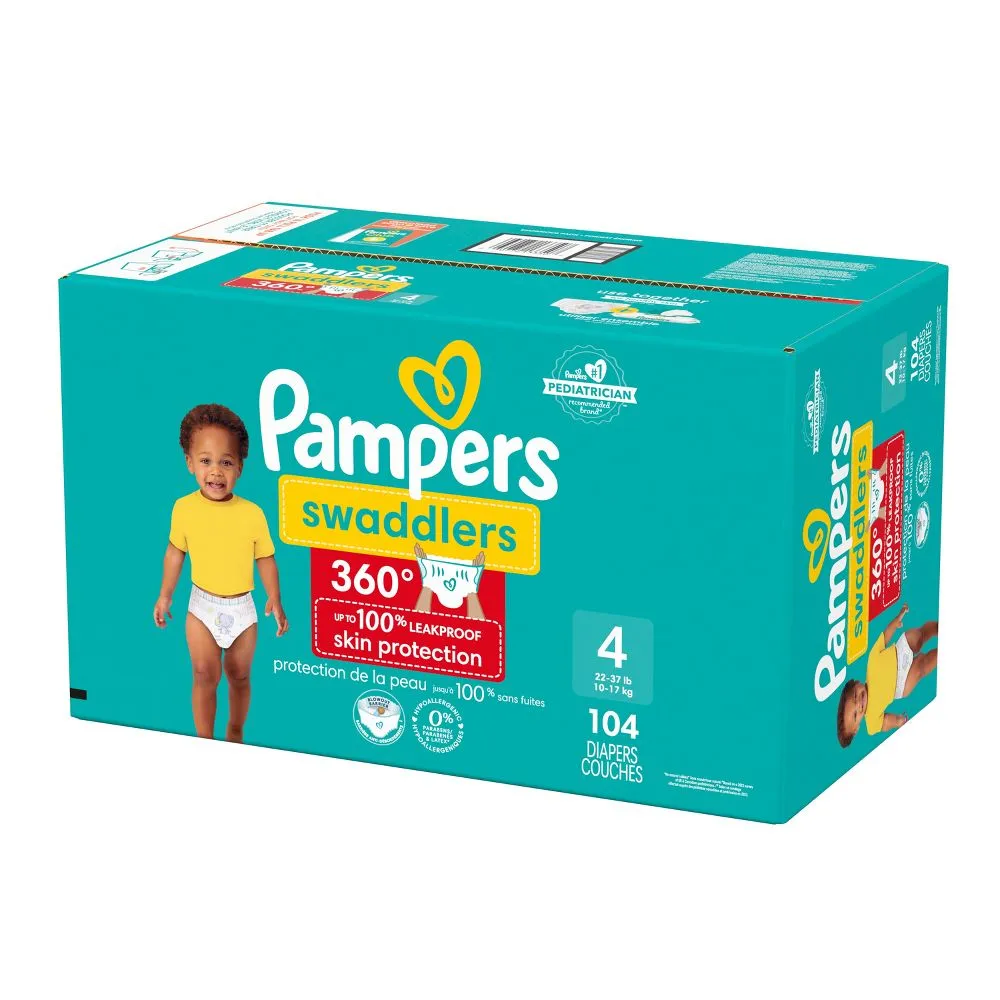 Pampers Swaddler 360 Enormous Disposable Baby Diapers - Size 4 - 104ct