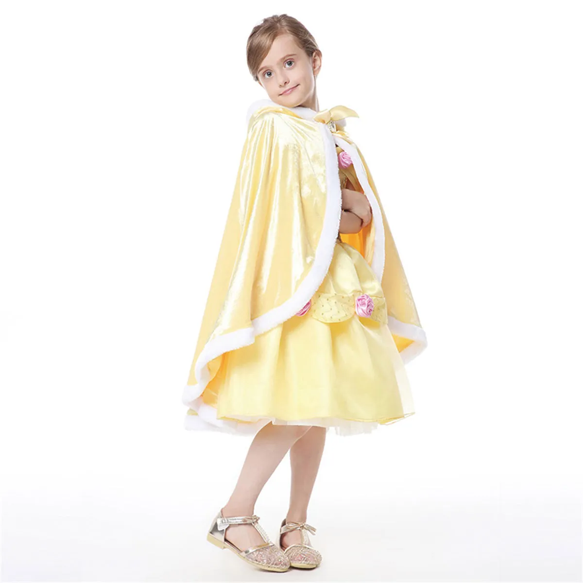 Princess Belle Cloak Soft Velvet Fur Hooded