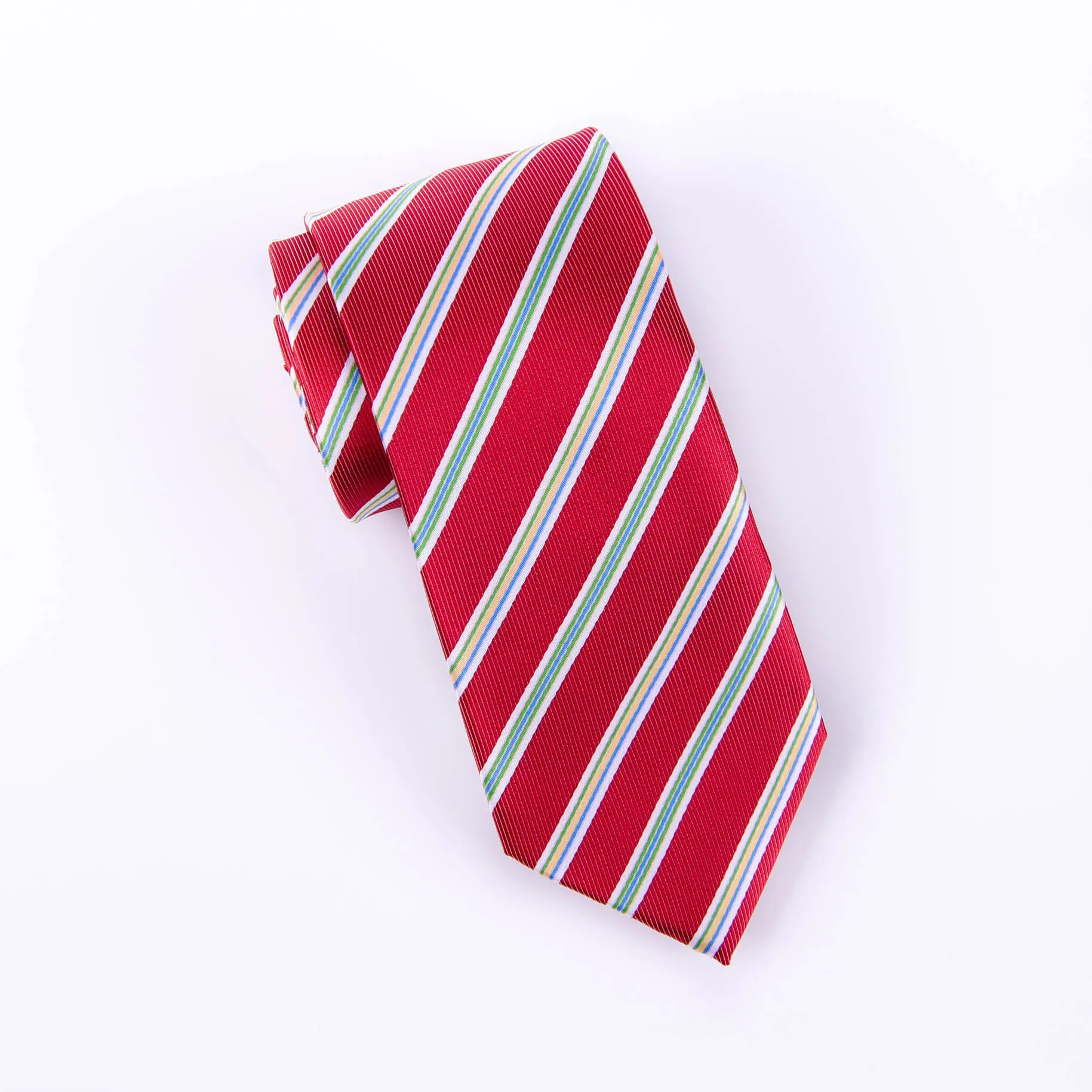 Red & Blue & Green Formal Business Striped 3 Inch Tie Mens Professional Fashion