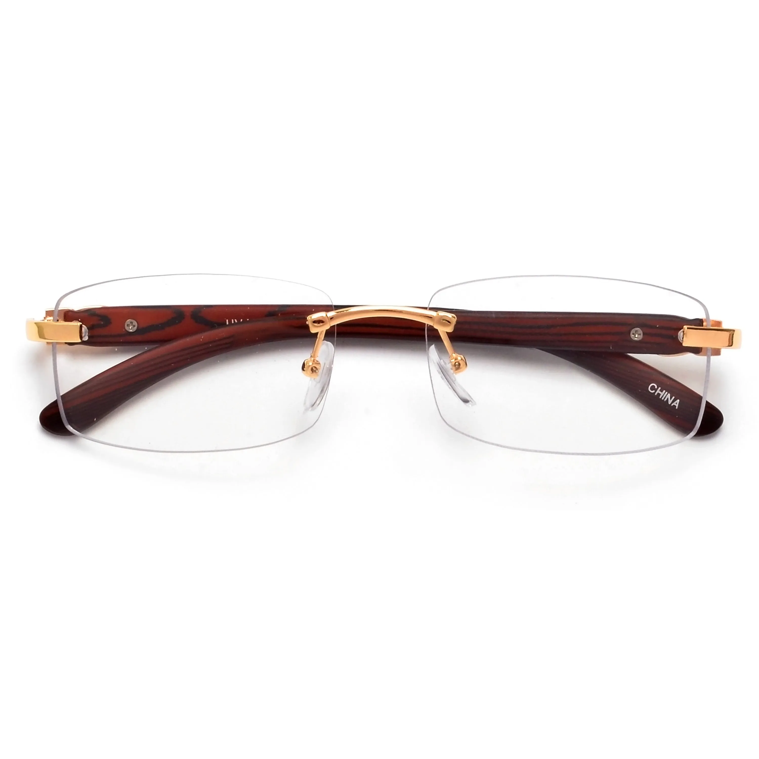 Rimless Wood Temple Stylish Eyewear