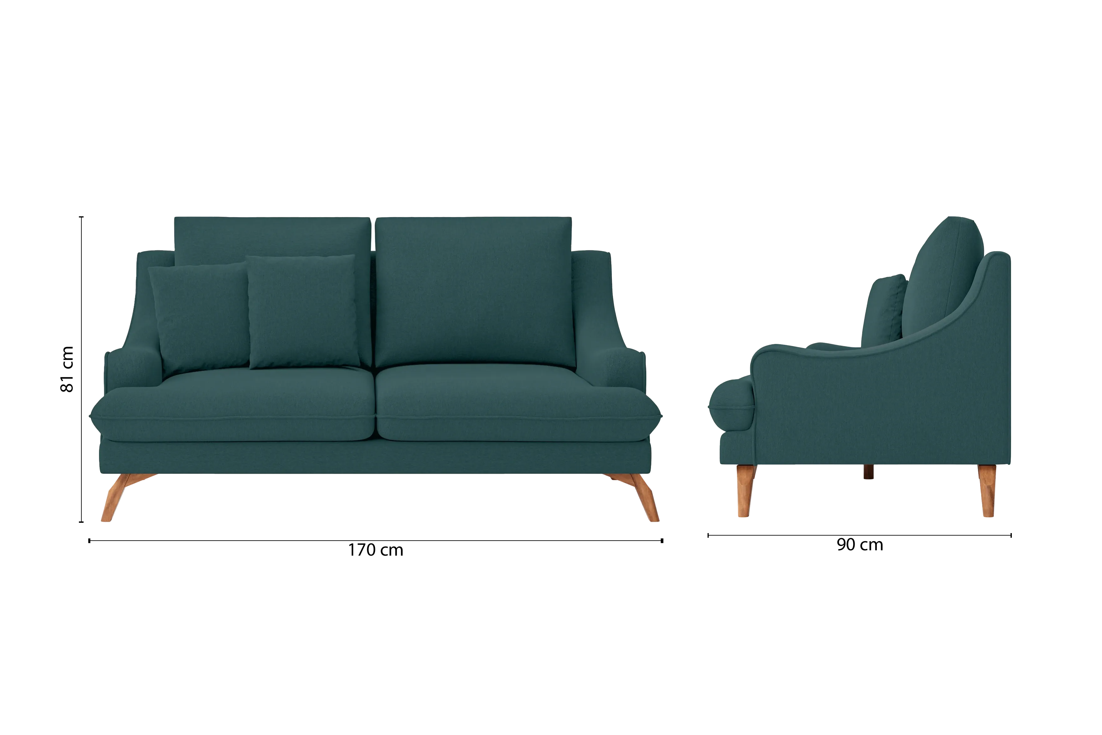 Savona 2 Seater Sofa Teal Linen Fabric