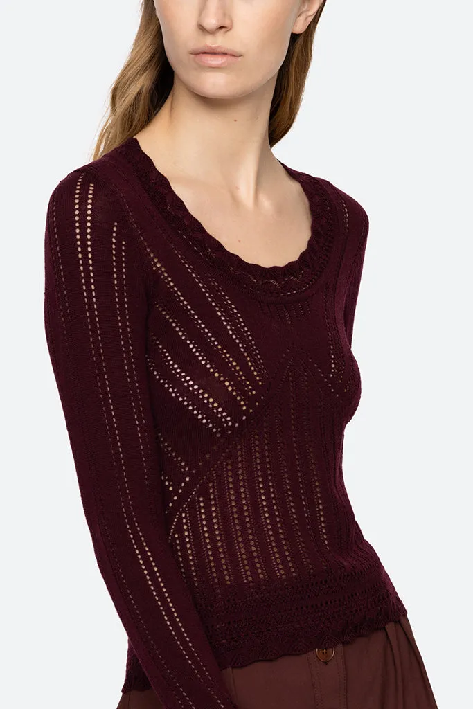 Sea New York - Paxton Knit Long Sleeve - Burgundy