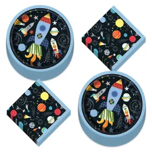 Space and Galaxy Party Supplies and Decorations (Space Shuttle Rockets and Planets Paper Dinner Plates and Napkins (Serves 16))