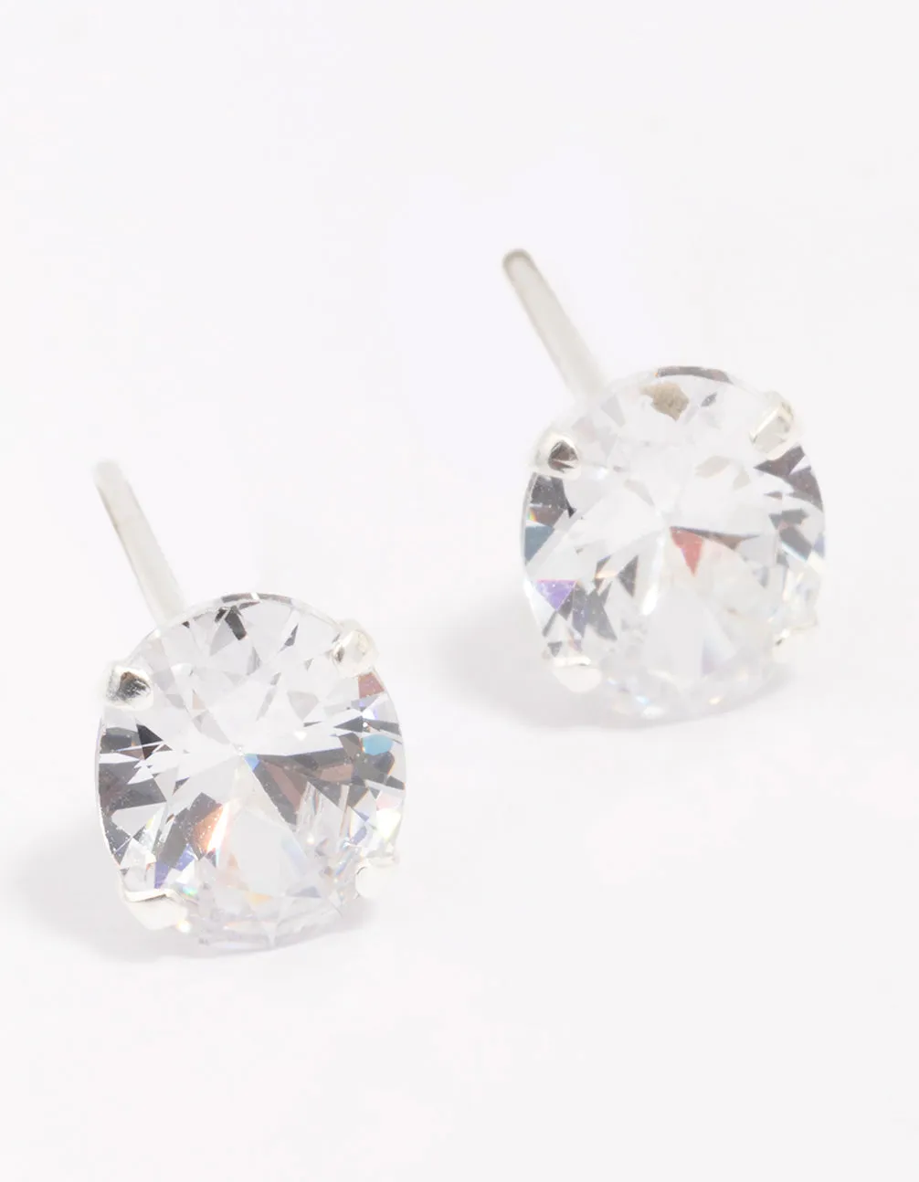 Sterling Silver Cubic Zirconia Large Oval Stud Earrings