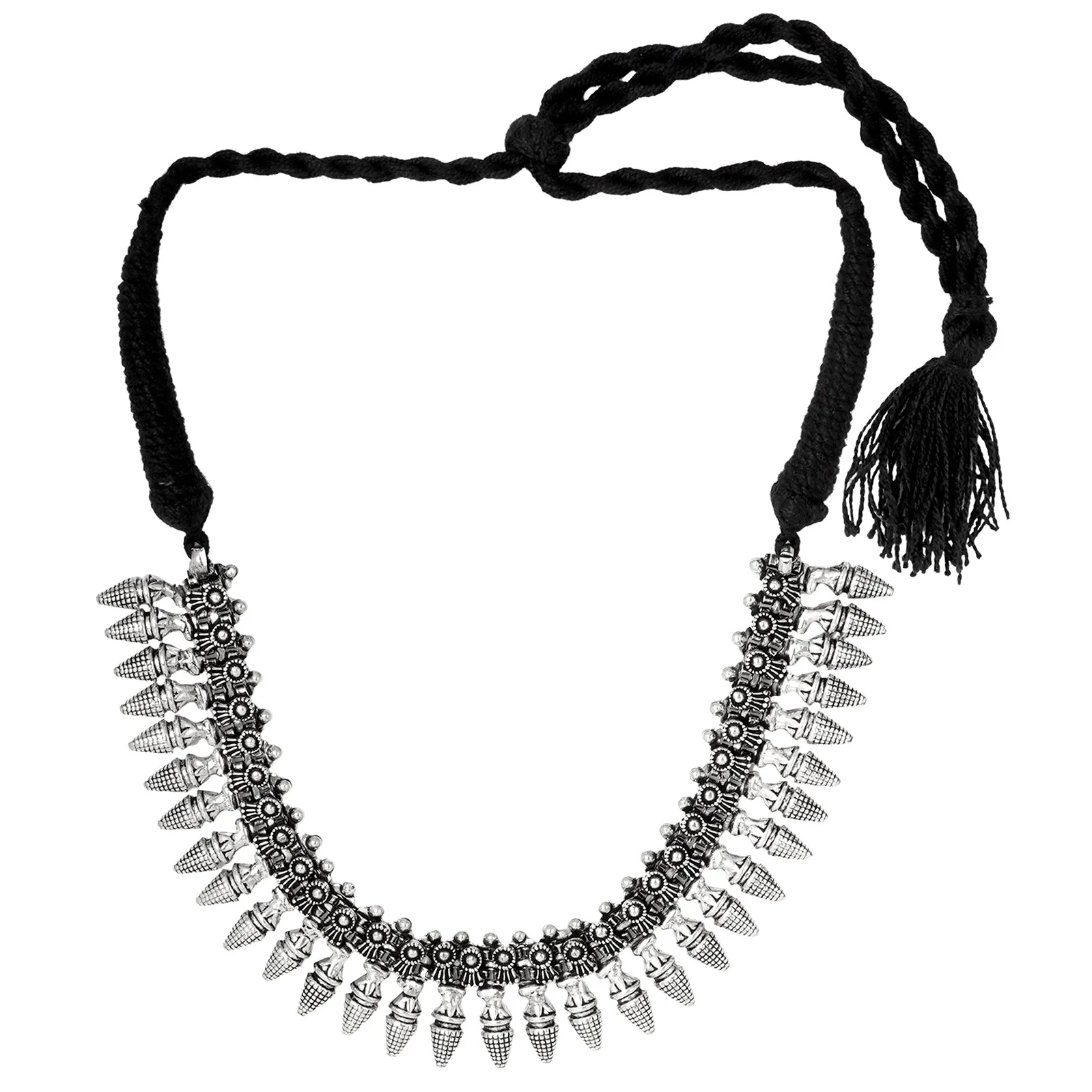 Teejh Aarnya Silver Oxidised Choker Necklace Set