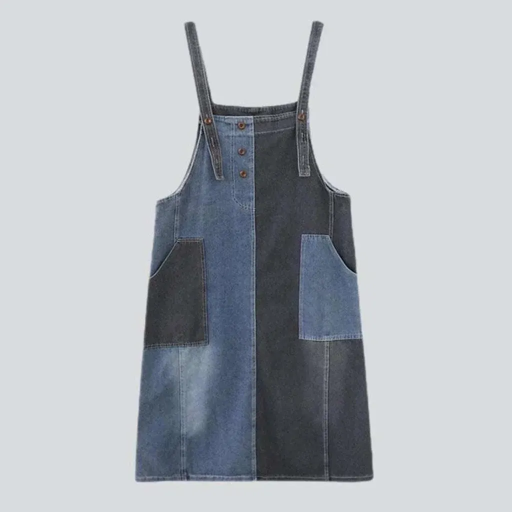 Trendy urbane two pattern denim dress