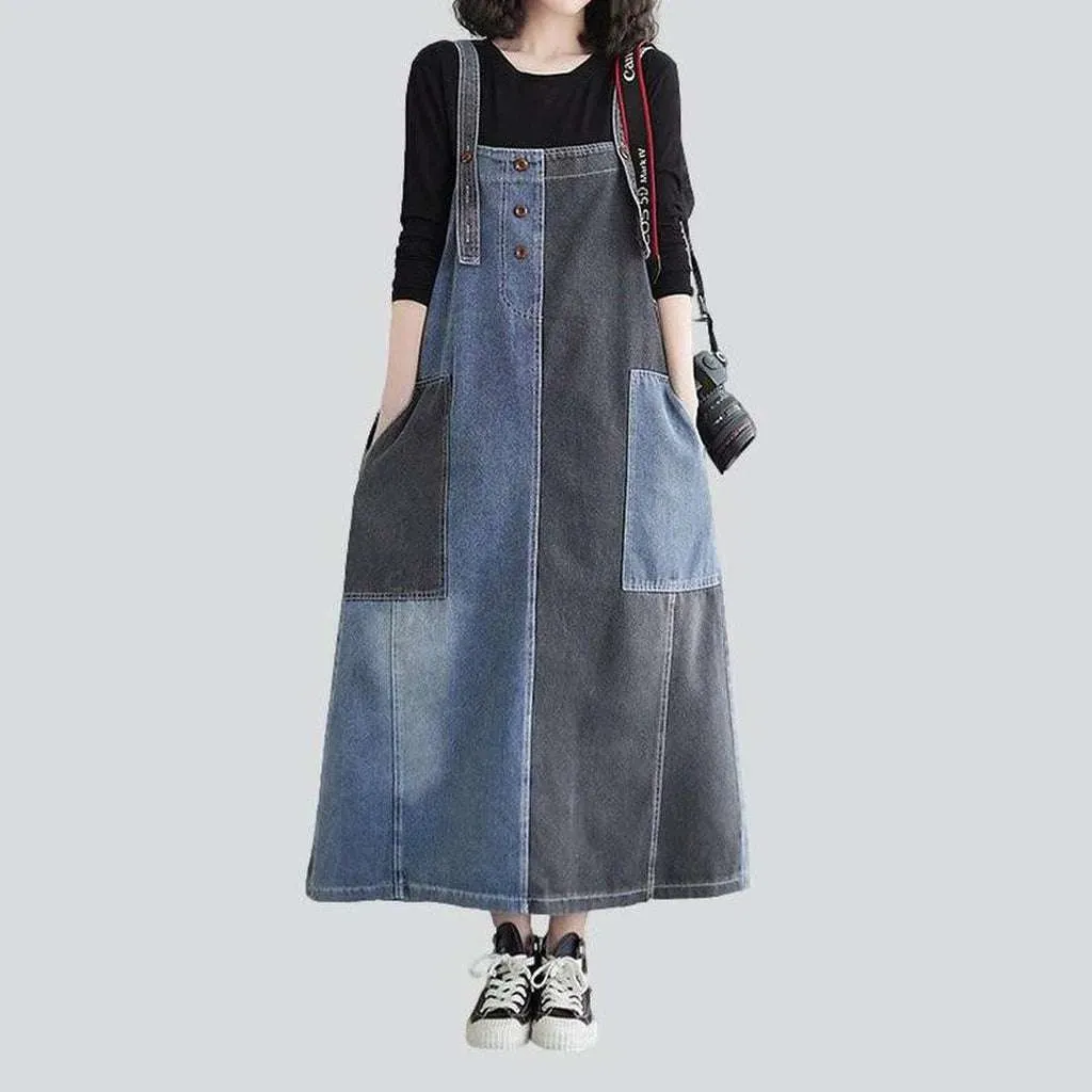 Trendy urbane two pattern denim dress