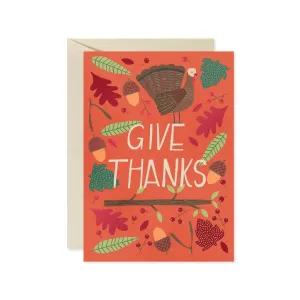 Turkey And Woodland Icons Thanksgiving Card