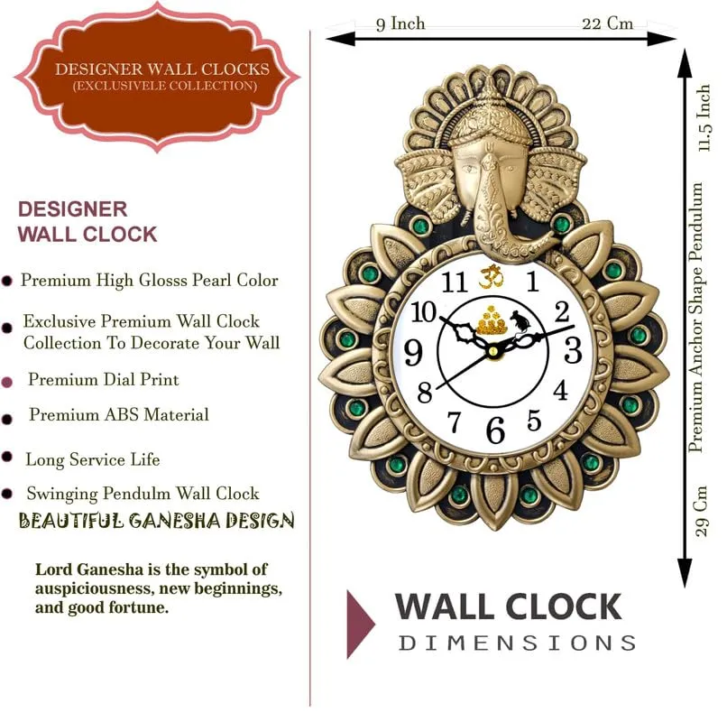 VRINDA DECOR HUB Decorative Wall Clock for Living Room, Bedroom, Kitchen, Dining Room, Nursery, Office, Home Decor_1033