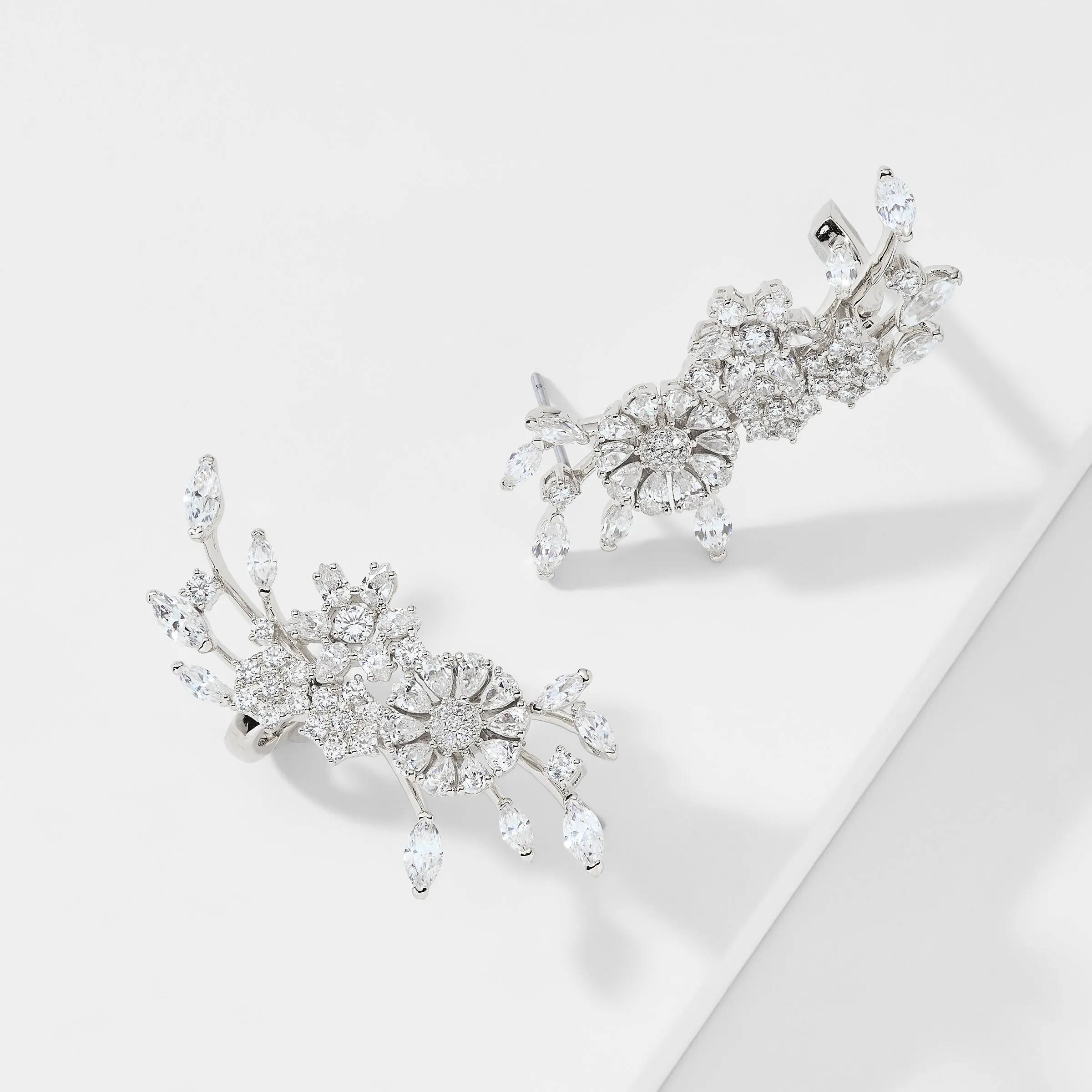 WILDFLOWER BOUQUET CZ CLMBER EARRINGS