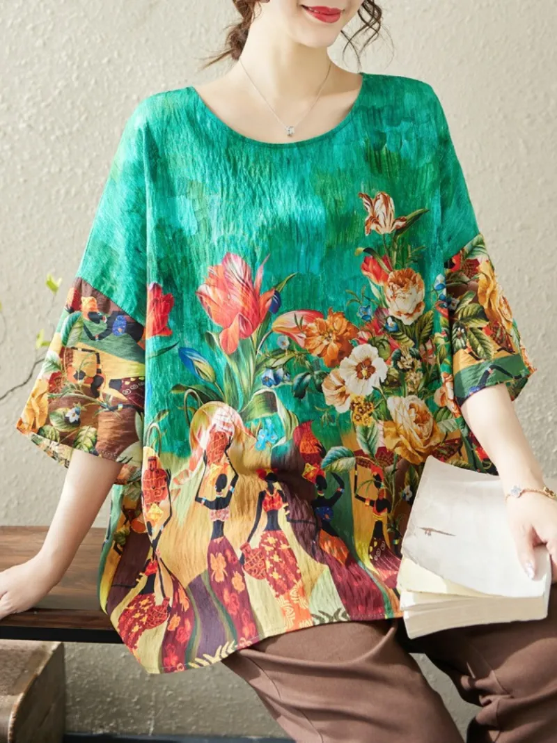 Women’s Printed Round Neck for Unique Fashionable Tops