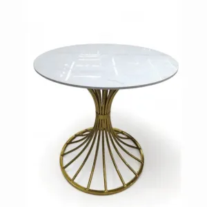 Wooden Twist Coffee Table with Stainless Steel Legs and Marble Top Unique Disc Wheels Design for Elegant Living Room Decor