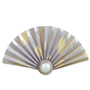 Yellow/Grey Fan Brooch