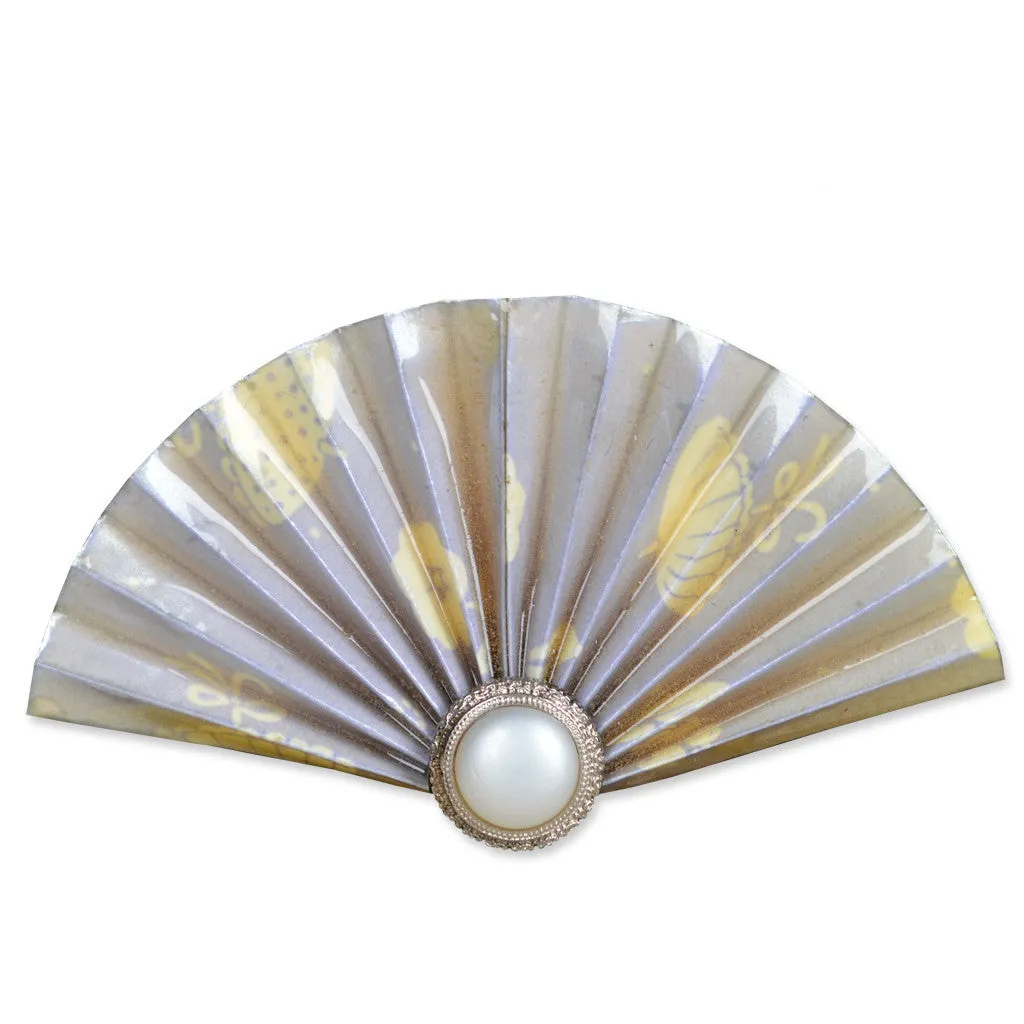 Yellow/Grey Fan Brooch